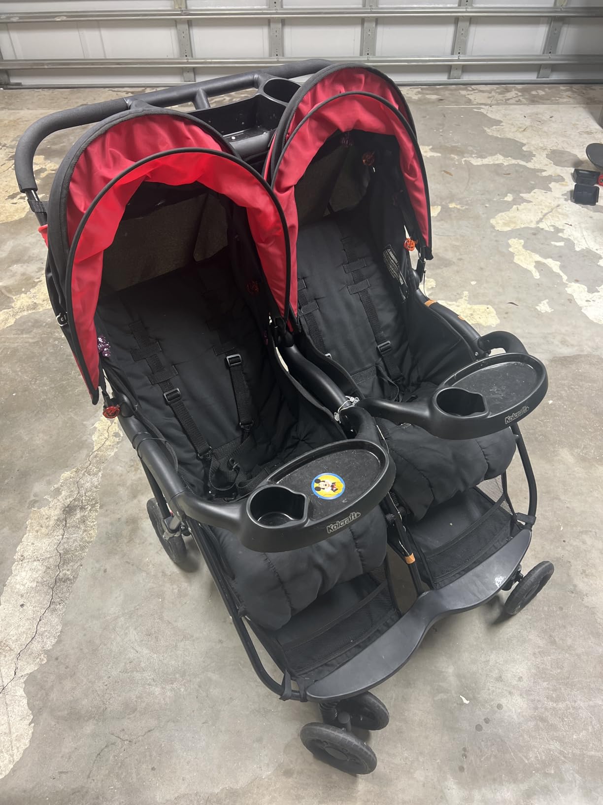 Kolcraft Cloud Plus Lightweight Double Stroller with Extra Storage, Red/Black customer photo 2