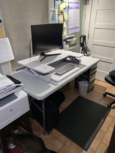 VIVO 36 inch Height Adjustable Stand Up Desk Converter, V Series, Quick Sit to Stand Tabletop Dual Monitor Riser Workstation, Black, DESK-V000V customer photo 2