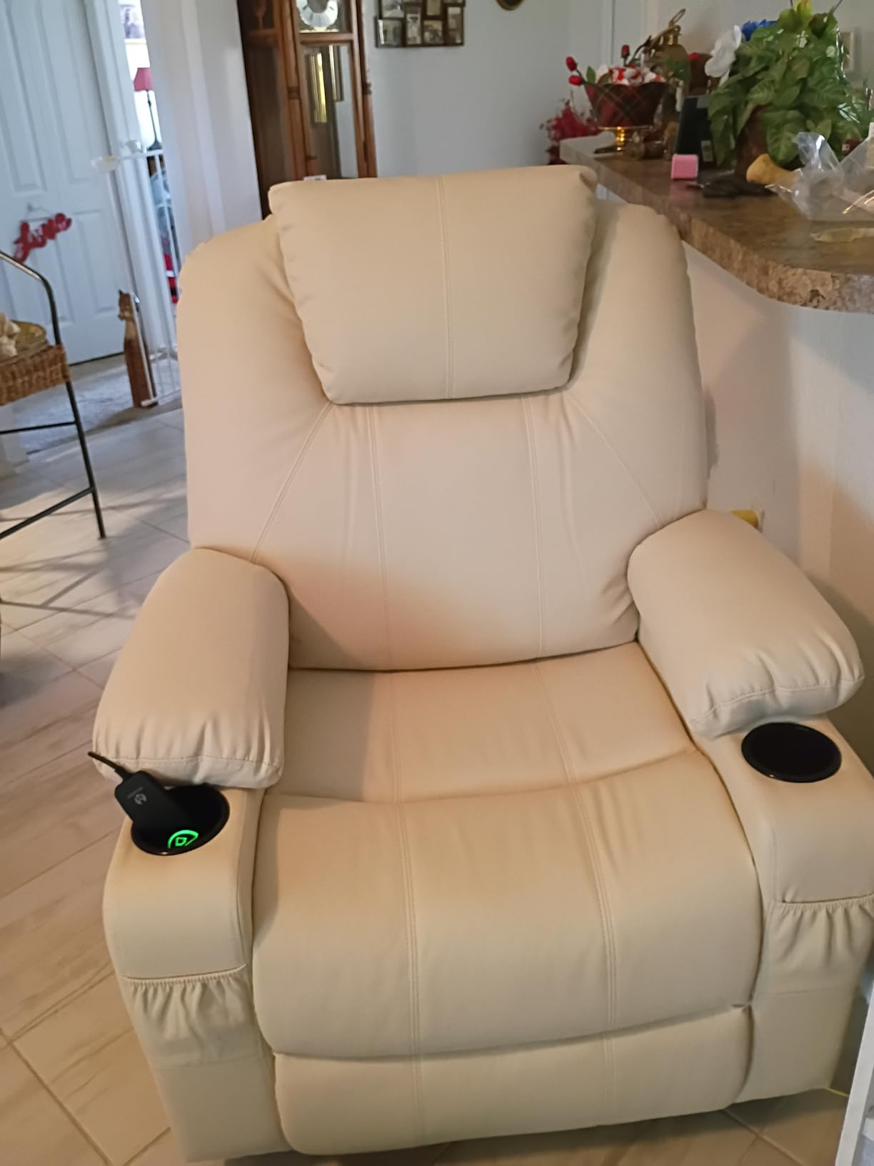 MCombo Power Lift Recliner Chair for Elderly 7040 (Medium, Light Brown) | FSC Certified, Multiple Sizes, USB & Type C Charging Port, Cup Holders, Side Pockets, Faux Leather customer photo 1
