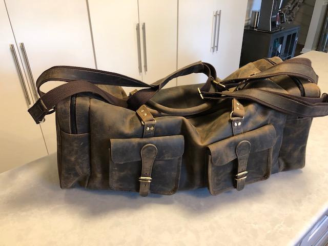 28 inch Duffel Bag Travel Sports Overnight Weekend Leather Duffle Bag for Gym Sports Cabin Holdall bag (Distressed Brown) customer photo 1