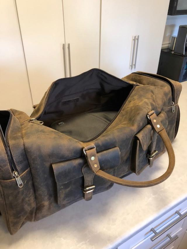 28 inch Duffel Bag Travel Sports Overnight Weekend Leather Duffle Bag for Gym Sports Cabin Holdall bag (Distressed Brown) customer photo 2