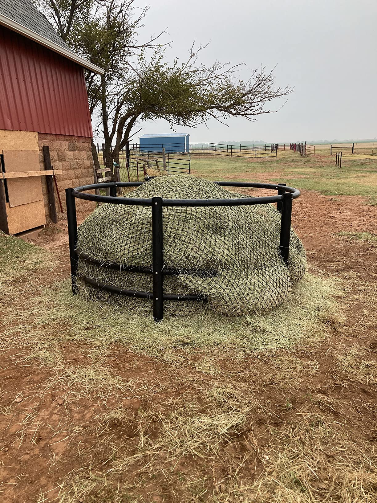 Texas Haynet - Round Bale Hay Net Slow Feed - Durable Round Bale Feeder for Horses - American Made UV Resistant Nylon Net - Fits Round Bales 4x6-6x6 or Square Bales 3x3x8-4x4x8 with 1.75