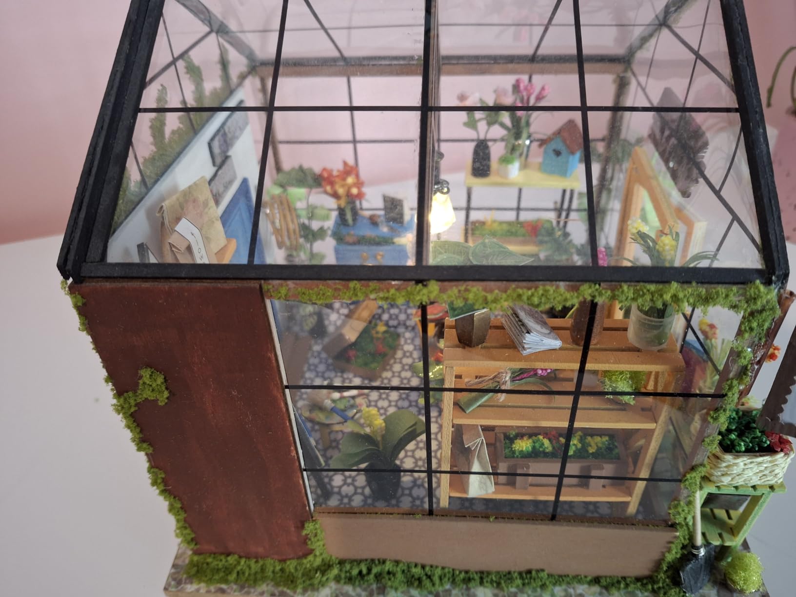 Greenhouse DIY Miniature Dollhouse Kit Creative Gift for Adults | 1:18 Scale Cathy's Flower House with LED Light, Wooden 3D Puzzle Model Kit, Diorama Craft Set for Home Decor Display customer photo 1