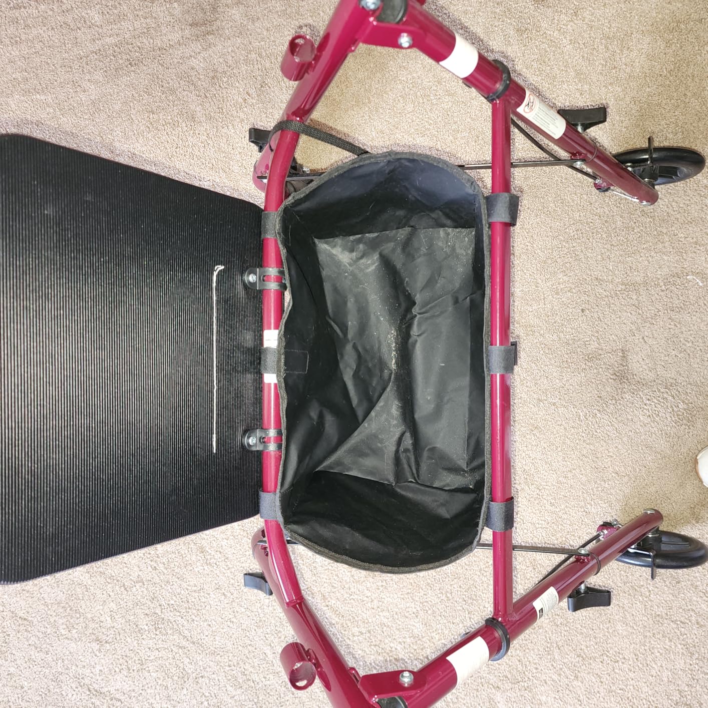 Medline Steel Rollator Walker with Seat, Burgundy, 350 lb. Weight Capacity, 6