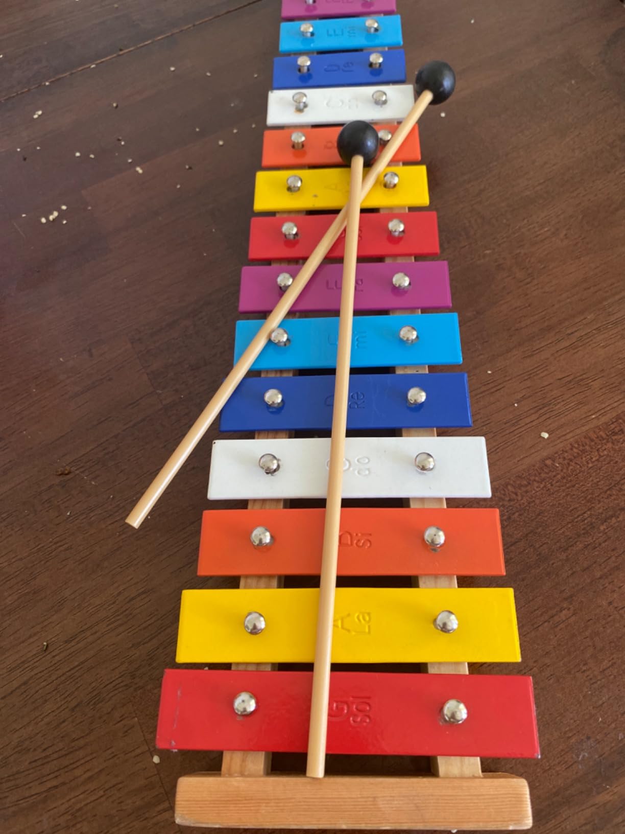 CeleMoon 15 Tone Natural Wooden Xylophone for Kids Toddlers Adults, Metal Bar Glockenspiel with Multi-Colored Keys, Educational Percussion Instrument for Preschool Learning, Music Gift for Boys Girls customer photo 2