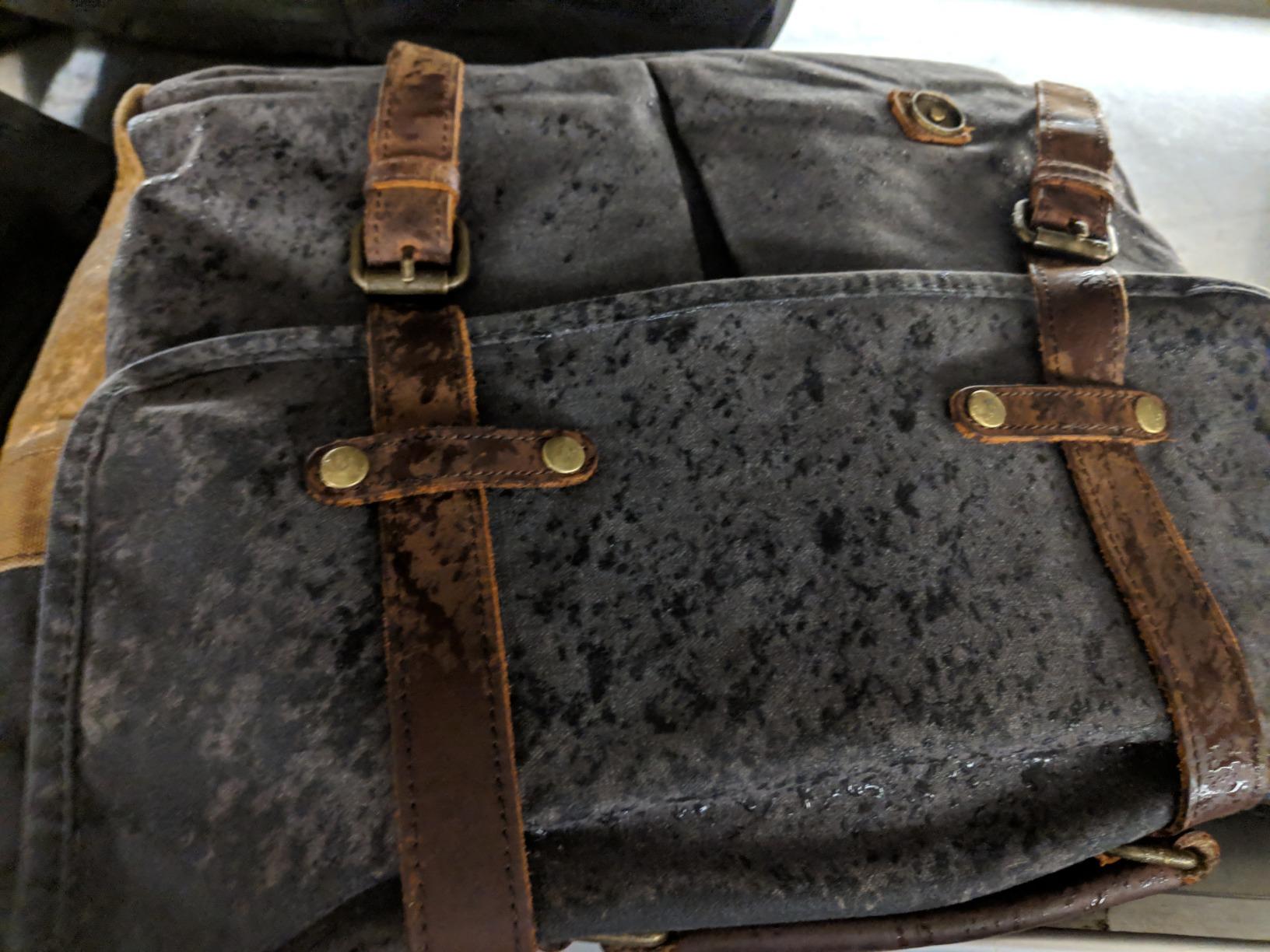Mens Messenger Bag 15.6 Inch Waterproof Vintage Genuine Leather Waxed Canvas Briefcase Large Leather Computer Laptop Bag Rugged Satchel Shoulder Bag, Brown customer photo 1