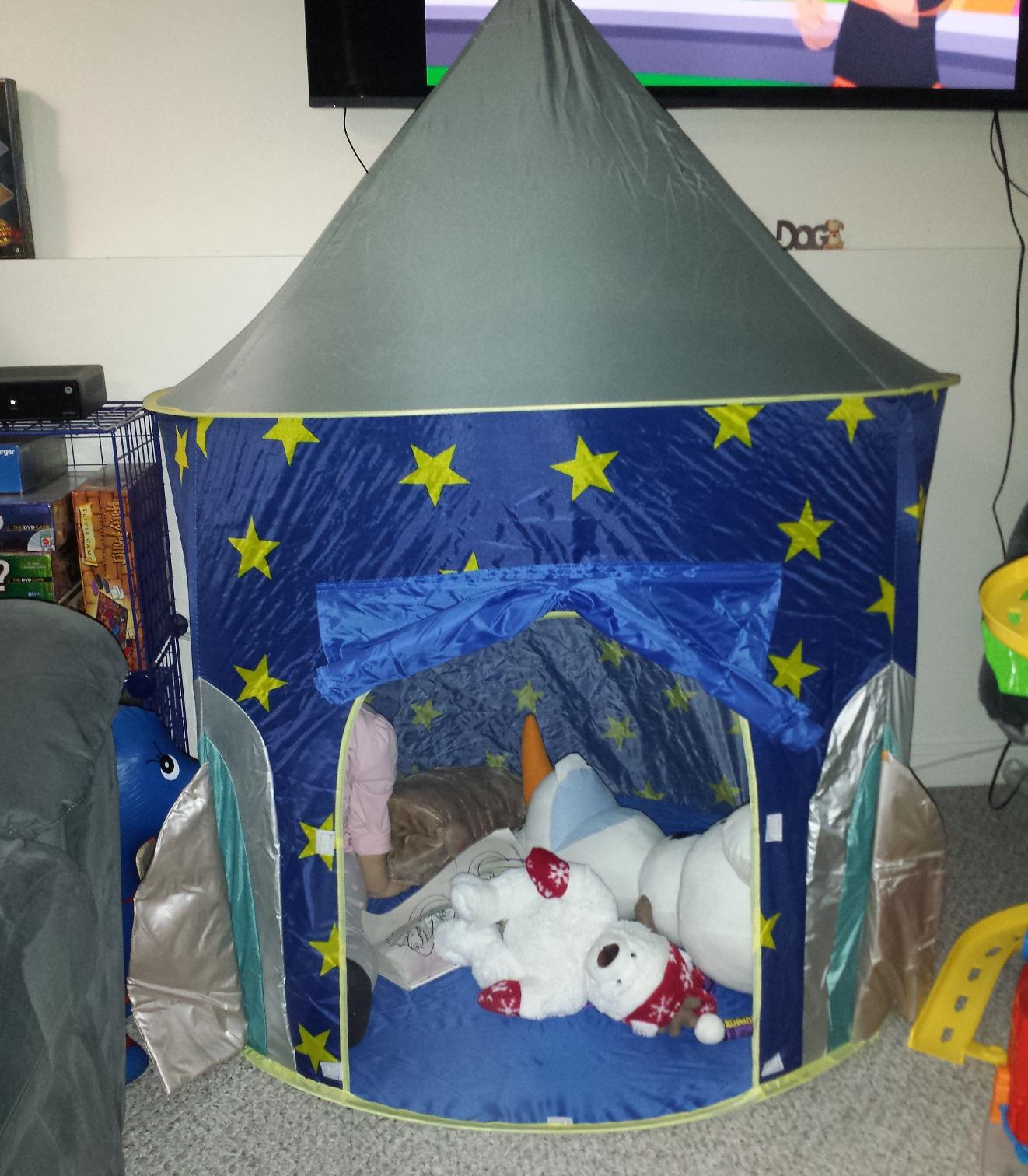 USA Toyz Happy Hut Teepee Tent for Kids - Indoor Pop Up Teepee Kids Playhouse Tents for Boys, Girls, Toddlers with Portable Storage Bag (Blue) customer photo 1