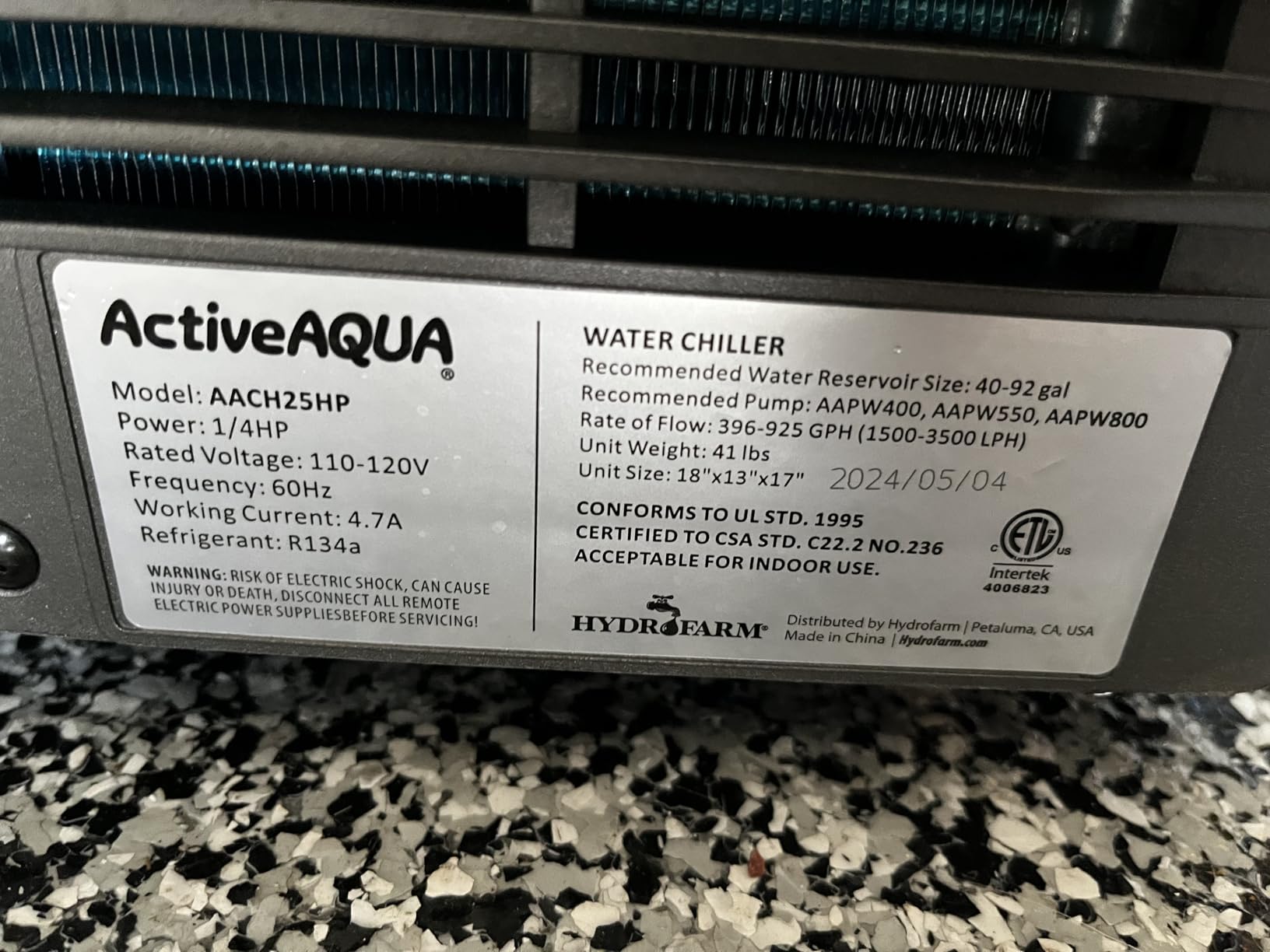 Active Aqua Hydroponic Water Chiller, 0.25 HP, Pure Titanium, 40-92 Gallon | Portable Cooling System with Boost Function for Aquaponics, Cold Plunge Baths & Aquariums, Evaporator Cooler for Reservoirs customer photo 2