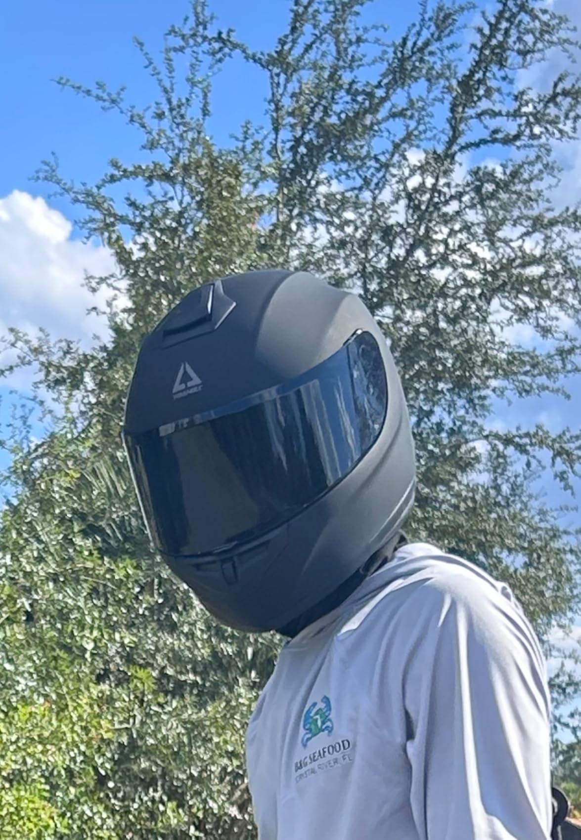 TRIANGLE Full Face Motorcycle Helmet DOT Approved Men Women, Street Bike | Includes clear and tinted visors plus storage bag, features washable comfort lining and 4-vent system for street bike racing customer photo 2