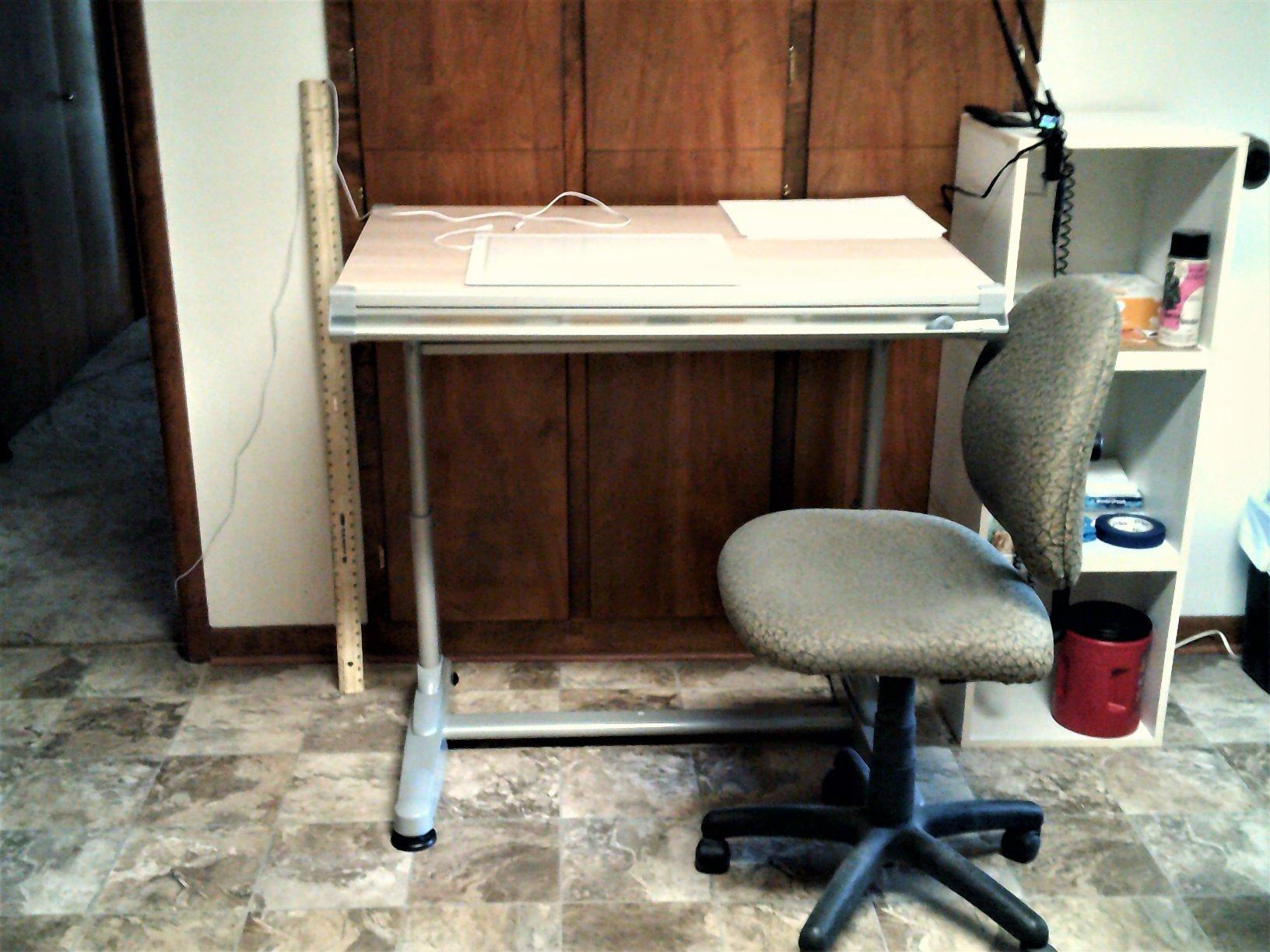 Stand Up Desk Store Adjustable Height and Angle Drafting Table Drawing Desk with Large Surface (Silver Frame/Birch Top, 40