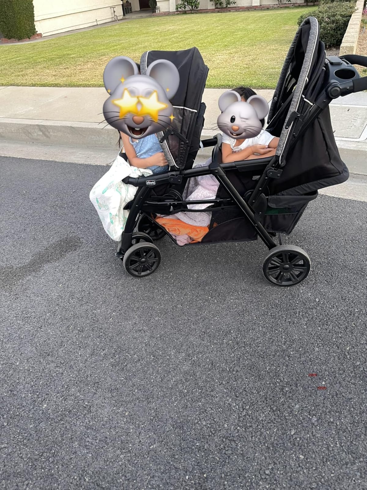 Chicco Cortina Together Double Stroller, 2-Seat, Foldable | Minerale/Black, 100% polyester, fits 2 Chicco KeyFit seats, all-wheel suspension, baby travel stroller customer photo 2