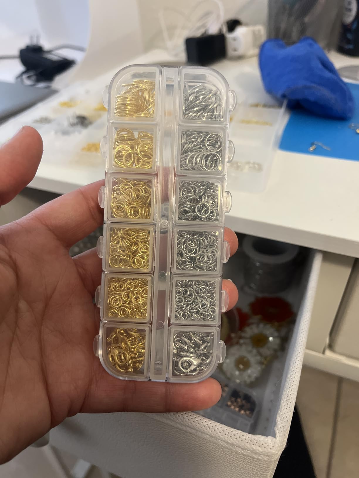 Anezus Jump Rings for Jewelry Making Supplies and Necklace Repair with Jump Ring Pliers and Open Jump Ring(1200Pcs Silver and Gold) customer photo 1