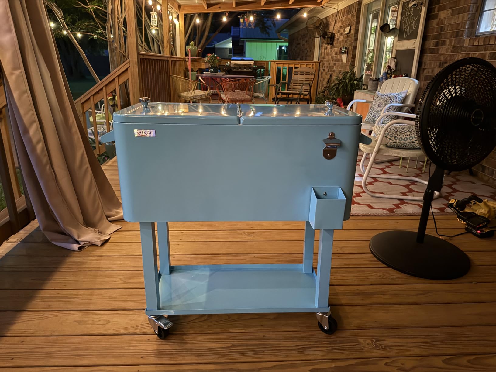 VINGLI Rolling Ice Chest, Portable Patio Party Bar Drink Cooler Cart, with Shelf, Beverage Pool with Bottle Opener customer photo 2