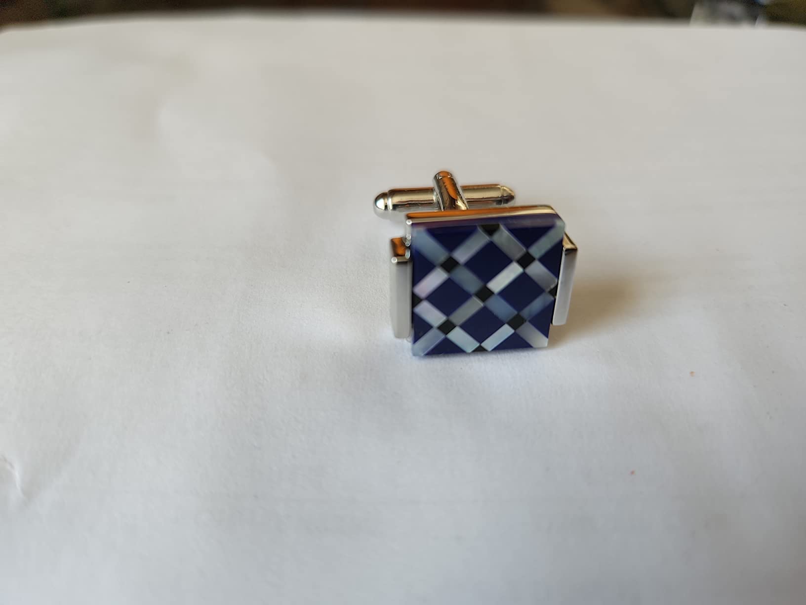 Business Wedding Mother of Pearl Cufflinks for Men Unique Onyx Stripe Tuxedo Cuff links Mens customer photo 2