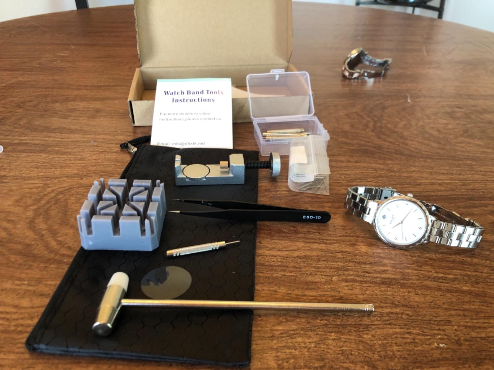 EFIXTK Watch Link Removal Kit, Watch Band Tool for Watch Bracelet Resizing, Adjustment -Watch Strap Pins Repair,Fixing,Replacement Set with 20 Spring Bars,20 Watch Cotter Pins customer photo 2
