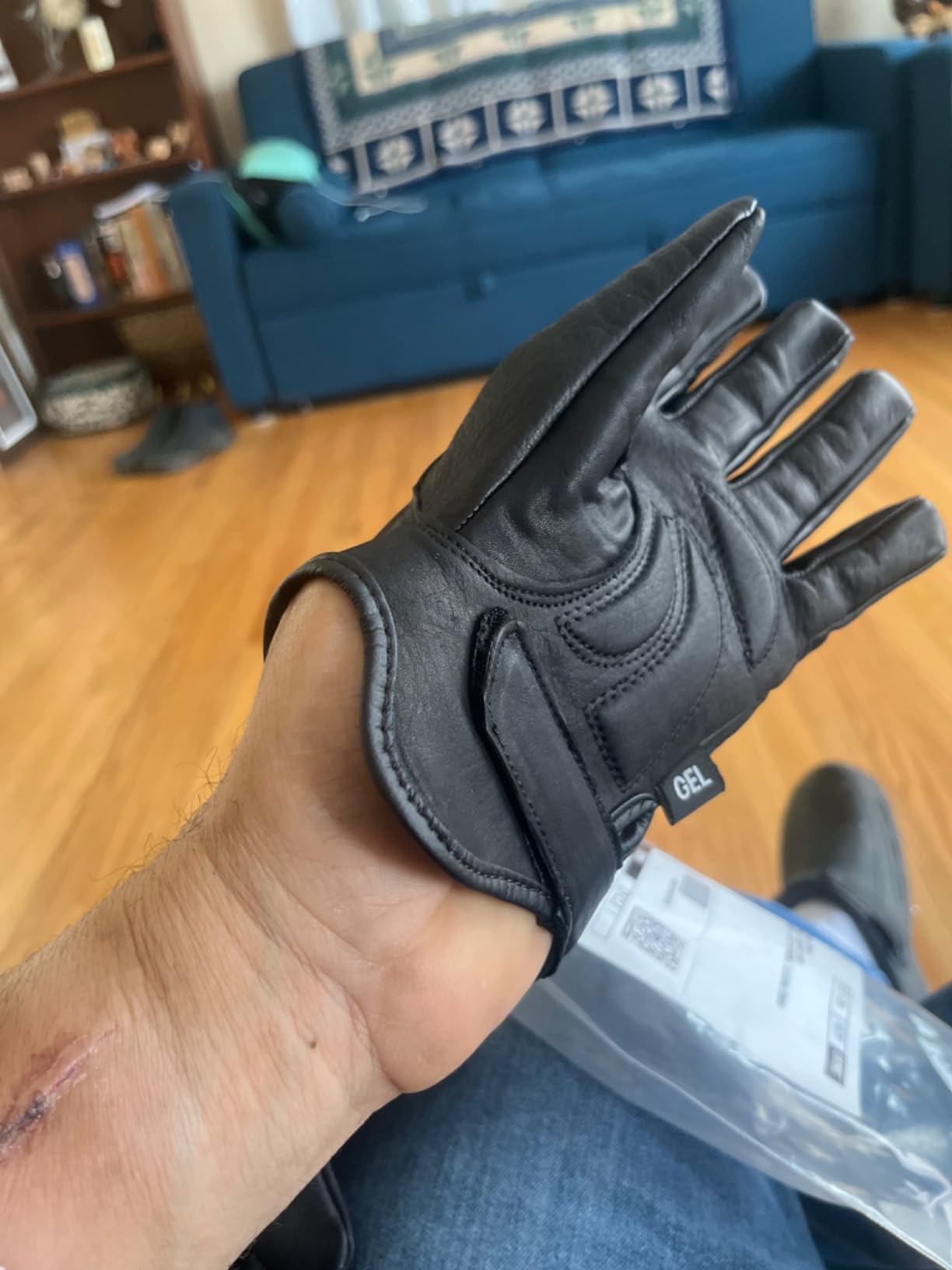 Milwaukee Leather Men's Black Leather 'Reflective Skull' Motorcycle Hand Gloves W/Gel Padded Palm MG7570 customer photo 2