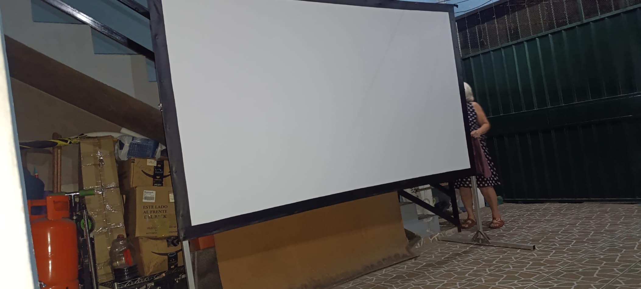 Projector Screen 100 inch,Projector Screen Indoor with 3-Layers PVC | Polyester-Free Opaque Projection Screen, Stable Aluminum Frame, Carry Bag & Quick Setup for 4K HD Indoor Backyard Theater customer photo 1
