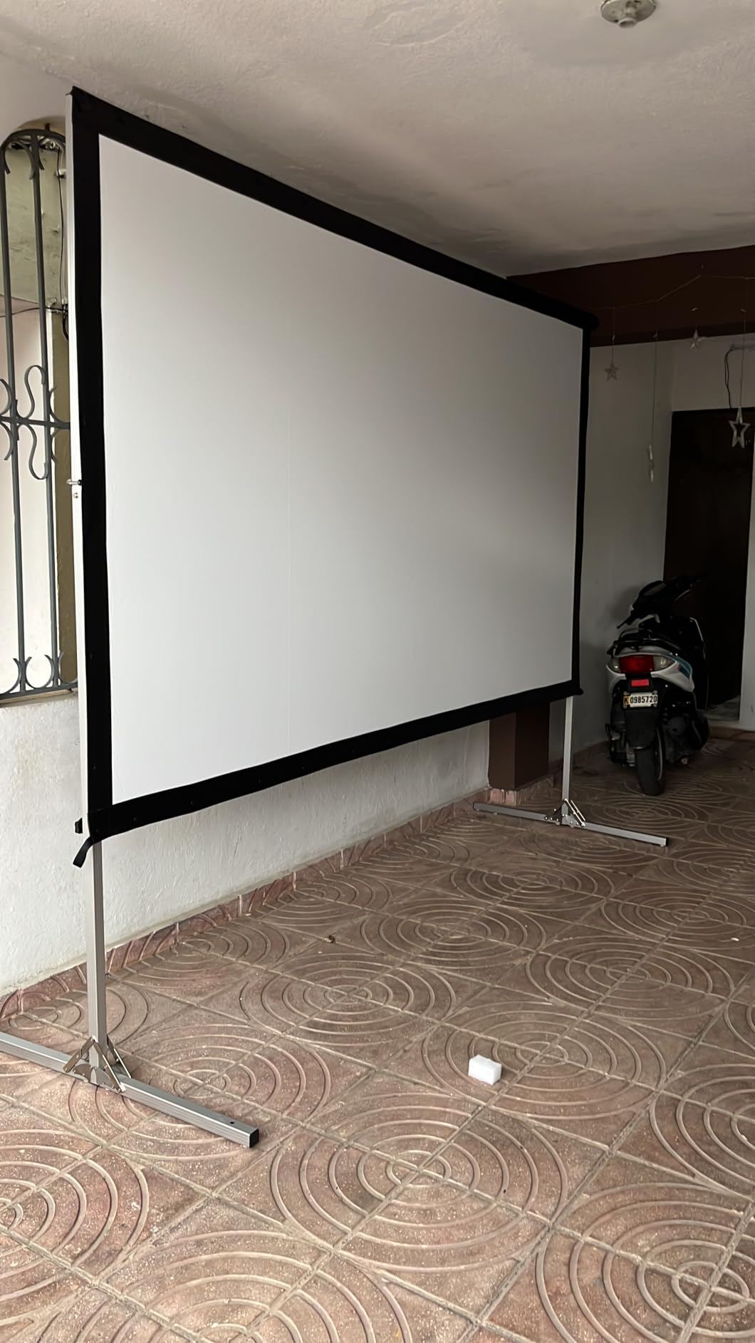 Projector Screen 100 inch,Projector Screen Indoor with 3-Layers PVC | Polyester-Free Opaque Projection Screen, Stable Aluminum Frame, Carry Bag & Quick Setup for 4K HD Indoor Backyard Theater customer photo 2