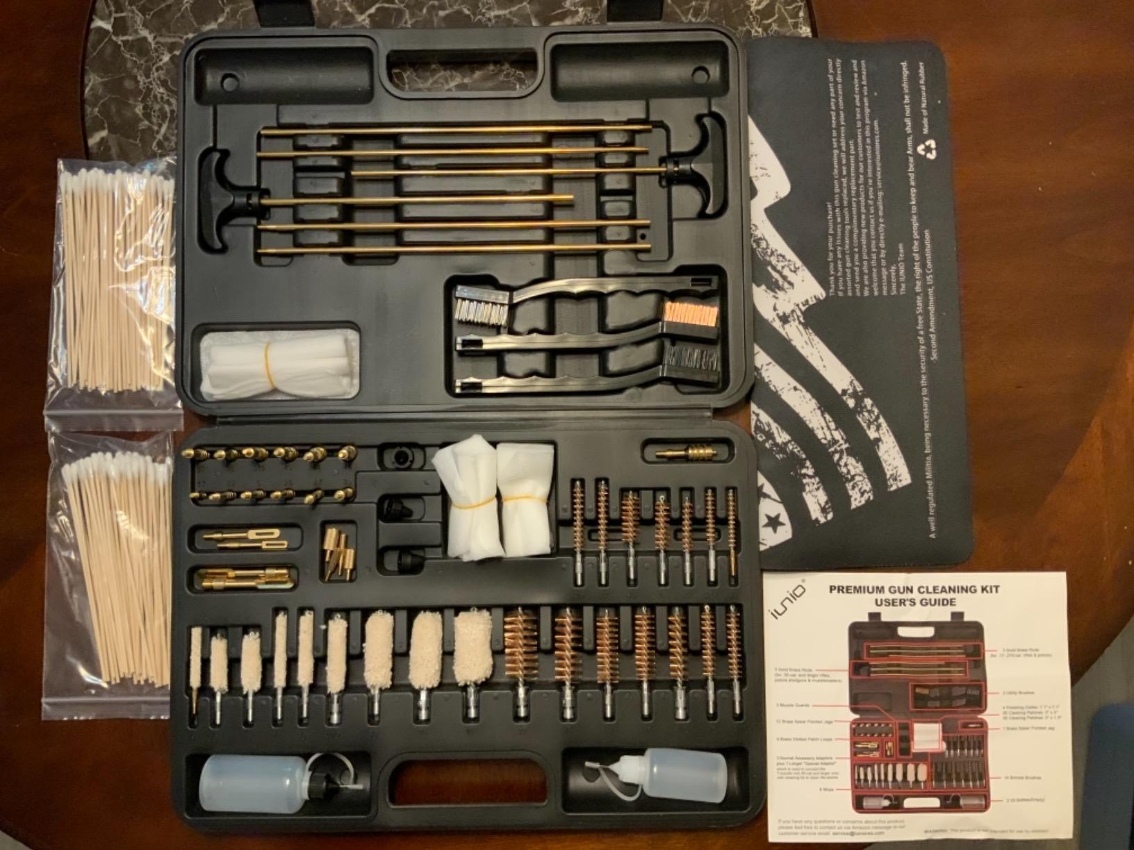 iunio Universal Gun Cleaning Kit, with Mat and Case, Full Brass Jags, Rods and Adapters, for All Guns, Rifle, Shotgun, Handgun, Pistol, Hunting, Shooting, All Caliber customer photo 2