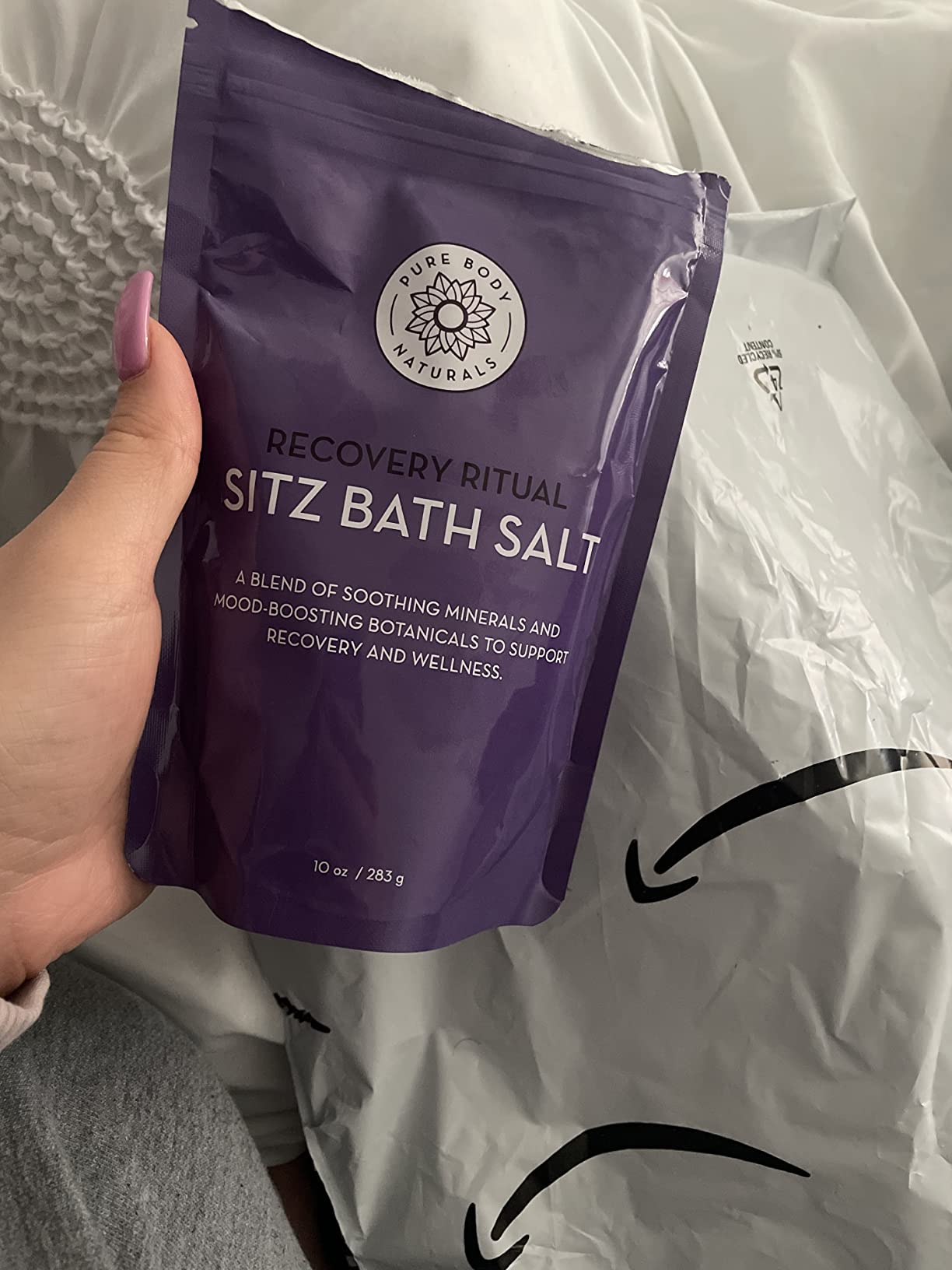 Sitz Bath Soak for Postpartum Care & Hemorrhoids, Bath Salt, 10 oz | Natural mineral blend for new mothers and daily comfort customer photo 2