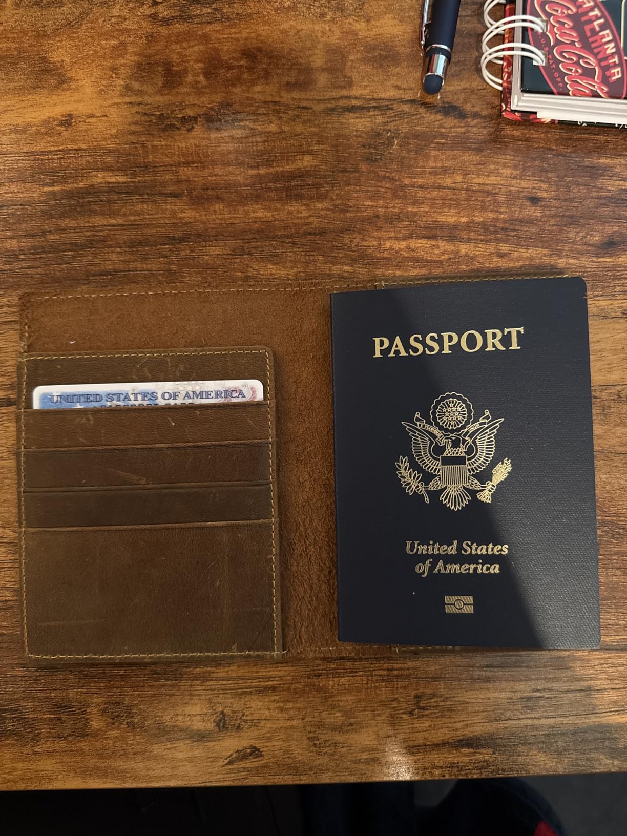 Leather Travel Wallet with Passport Holder - 5.5
