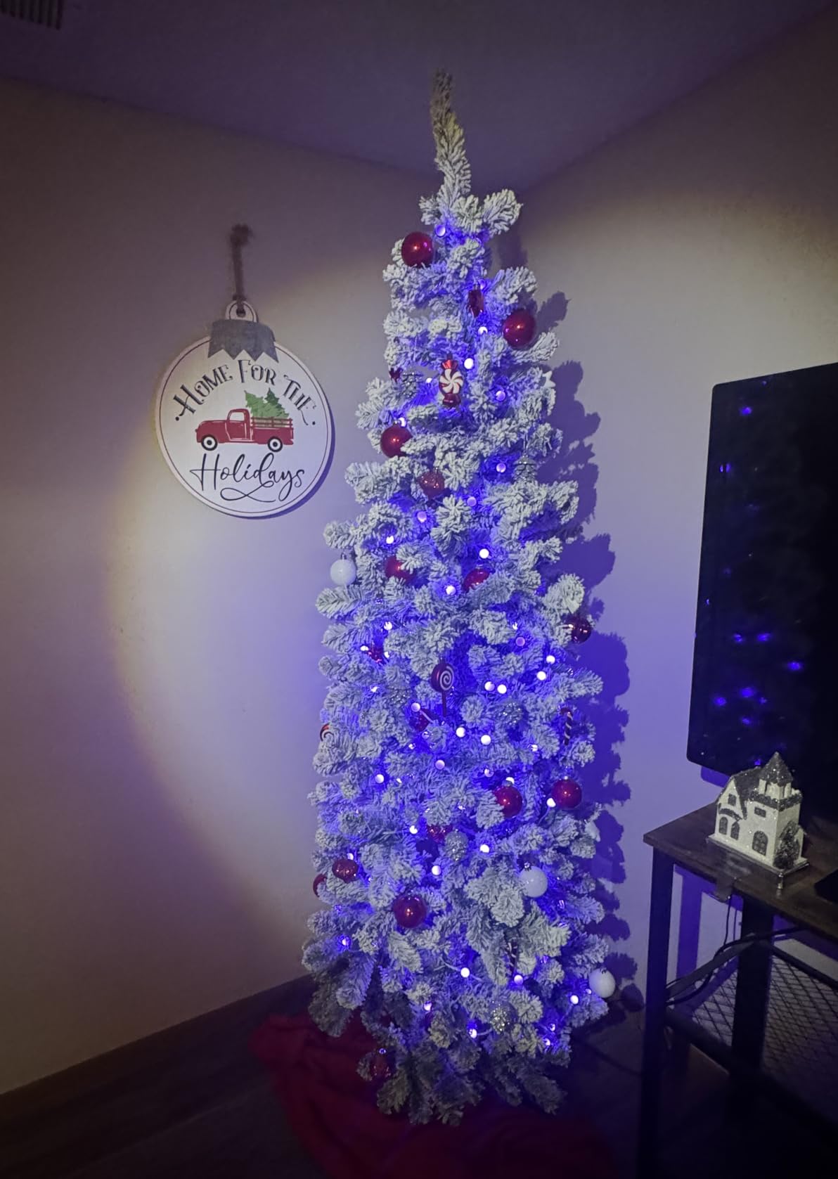 Best Choice Products Flocked Pencil Christmas Tree, Unlit Slim Artificial Holiday Decoration, 6ft Skinny Snowy Appearance w/Base customer photo 2