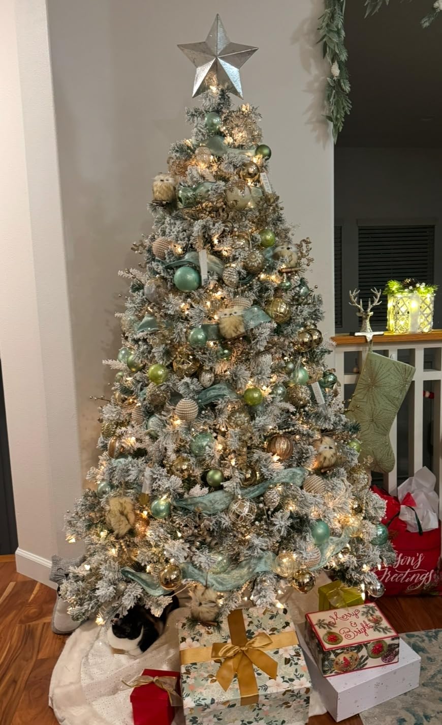 Best Choice Products 6ft Pre-Lit Artificial Christmas Tree Twinkling LEDs, Snow Flocked Design Pine Tree, Full Appearance Lighted Snowy w/Easy Assembly, 250 Lights, 928 Tips Metal Stand customer photo 1
