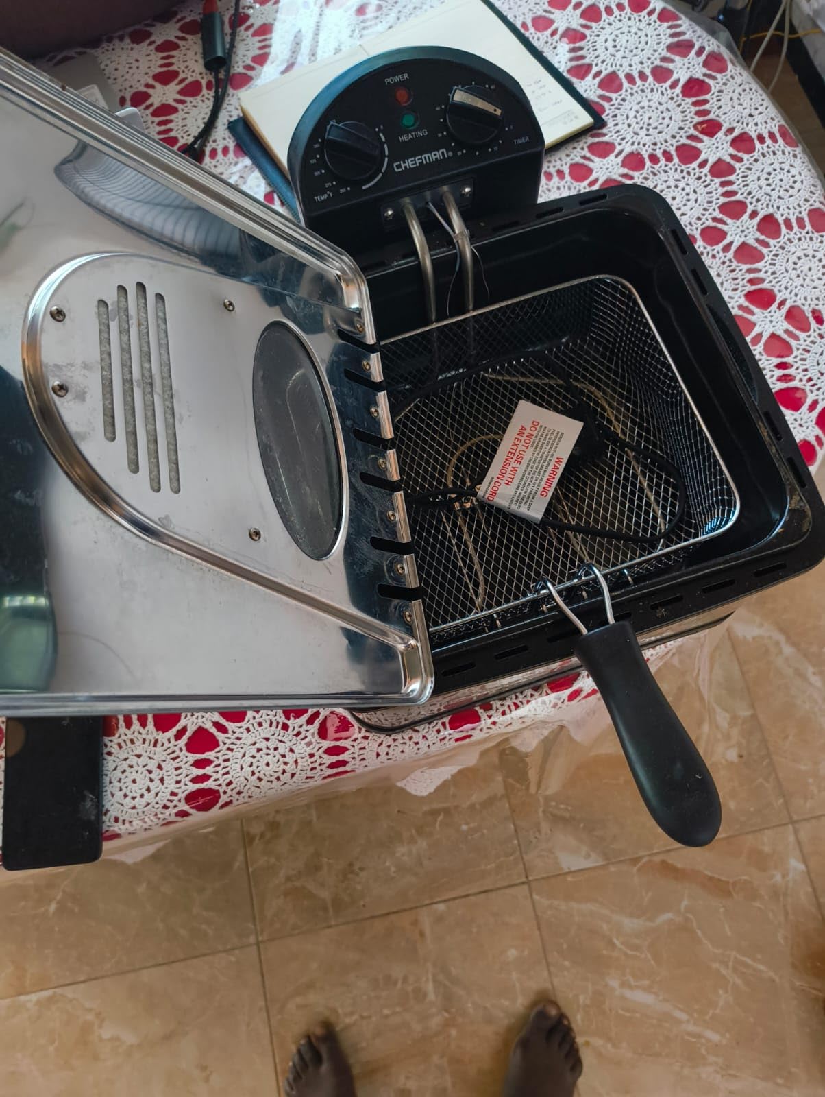 Chefman 4.5 Liter Deep Fryer w/Basket Strainer, XL Jumbo Size, Adjustable Temperature & Timer, Perfect for Fried Chicken, Shrimp, French Fries, Chips & More, Removable Oil-Container, Stainless Steel customer photo 1