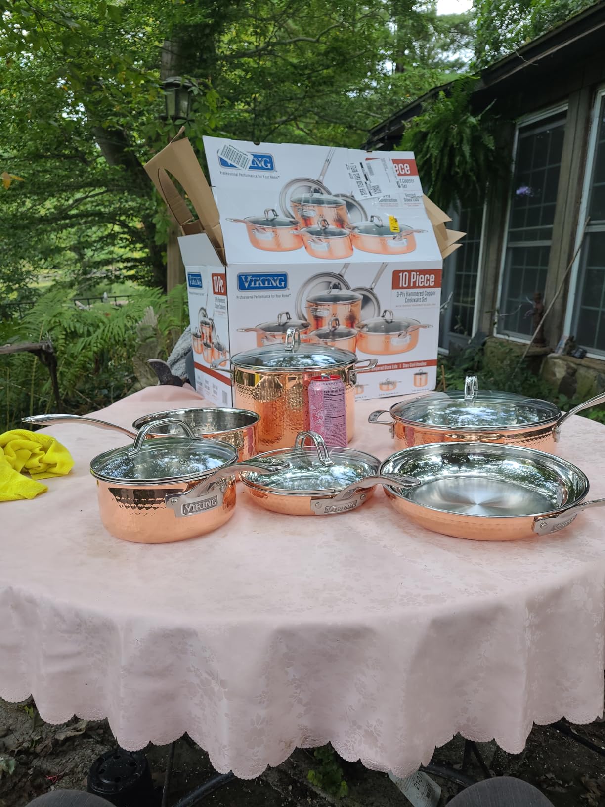 Viking 3-Ply Pots and Pans Set, 10 Piece Copper Kitchen Cookware with Glass Lids, Hammered Copper customer photo 1