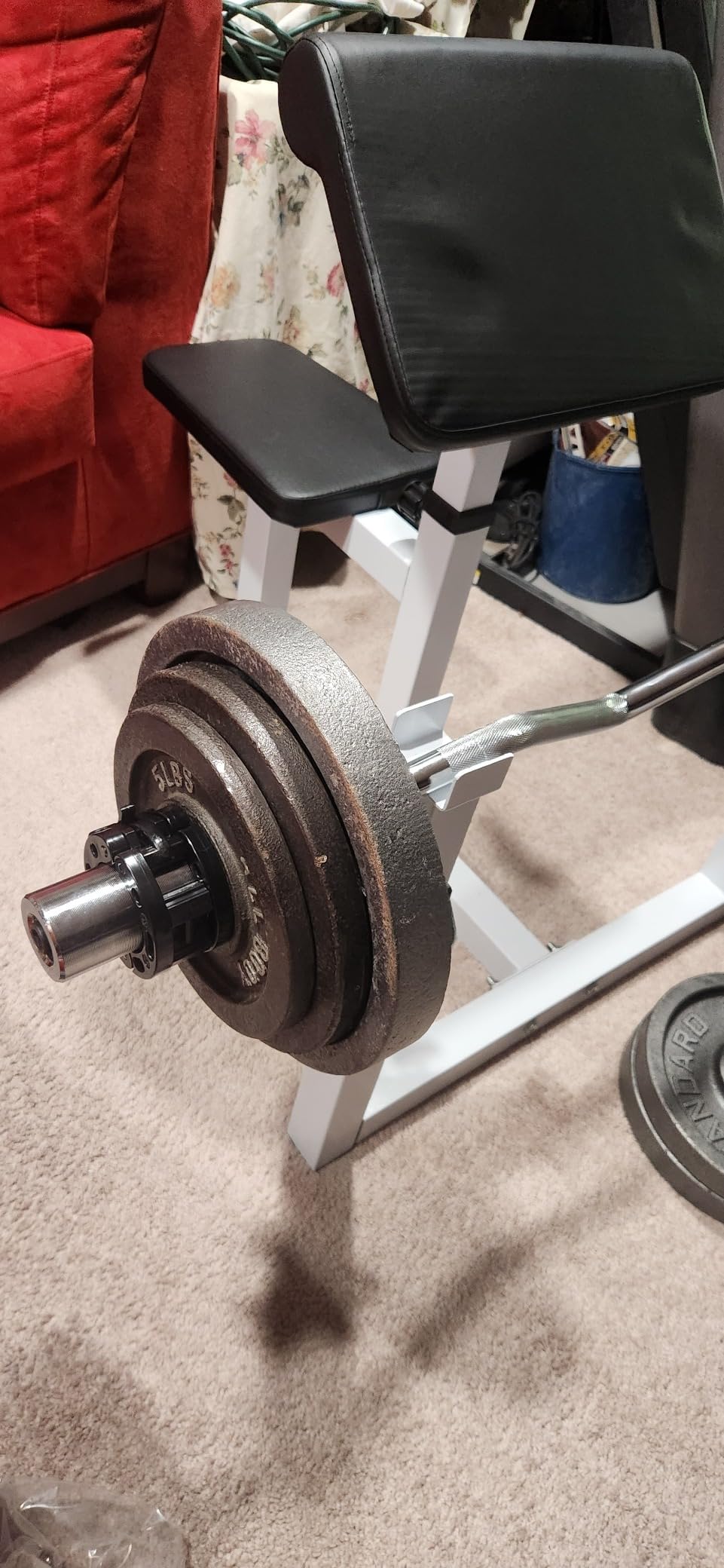 Adjustable Arm Preacher Curl Bench Bicep Strength Bench Seated Strengthen Training Isolated Barbell Dumbbell Biceps Station for Home Gym customer photo 2