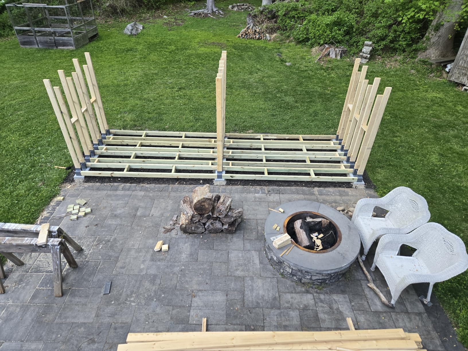 MOFEEZ Outdoor Firewood Log Storage Rack Bracket Kit, Fireplace Wood Storage Holder - Adjustable to Any Length customer photo 1