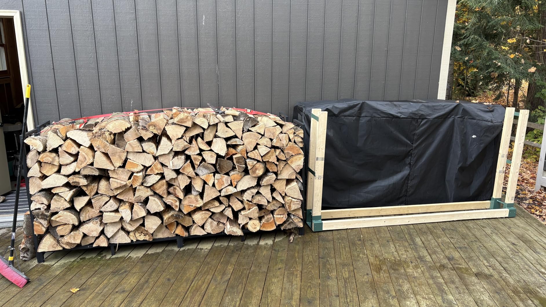 MOFEEZ Outdoor Firewood Log Storage Rack Bracket Kit, Fireplace Wood Storage Holder - Adjustable to Any Length customer photo 2