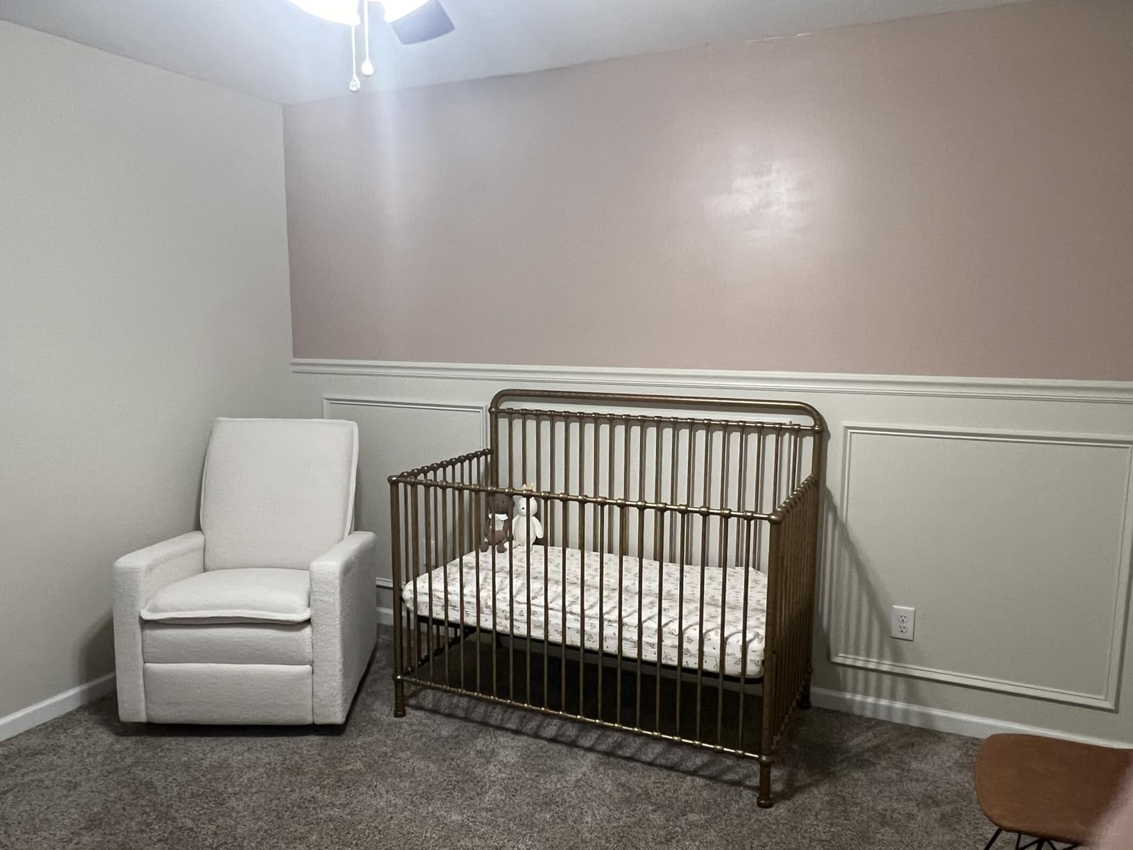 NAMESAKE Winston 4-in-1 Convertible Crib w/Wheels Vintage Gold Bedside | GREENGUARD Gold Certified - Portable, Metal Baby Crib w/ Removable Wheels - Converts to Toddler Bed, Daybed & Full Size Bed customer photo 1