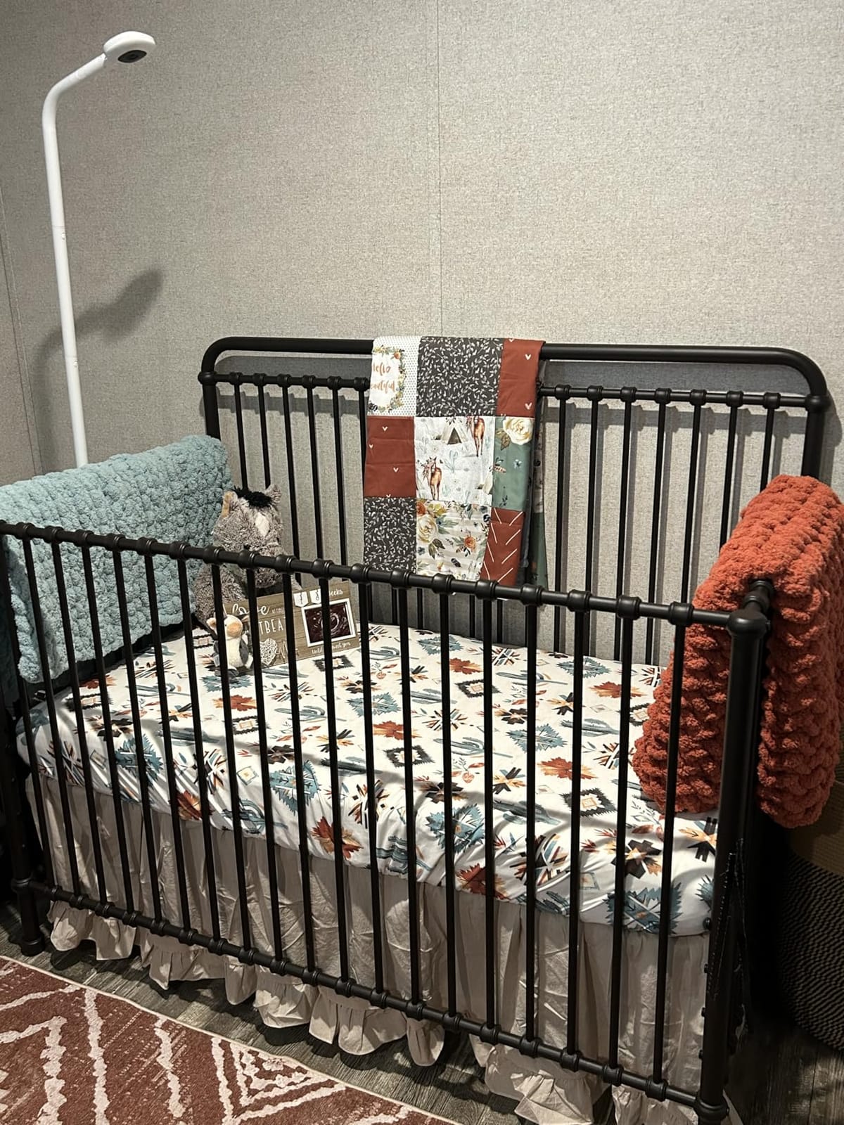 NAMESAKE Winston 4-in-1 Convertible Crib w/Wheels Vintage Gold Bedside | GREENGUARD Gold Certified - Portable, Metal Baby Crib w/ Removable Wheels - Converts to Toddler Bed, Daybed & Full Size Bed customer photo 2