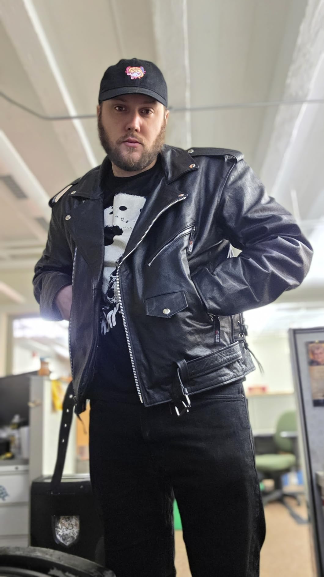 ICONIC Motorcycle Jacket for Men, Premium Buffalo Leather, Insulated Liner, Classic Side Laces, Cruiser Biker Black XL customer photo 1
