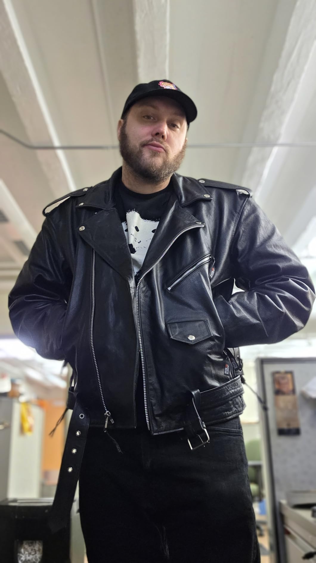 ICONIC Motorcycle Jacket for Men, Premium Buffalo Leather, Insulated Liner, Classic Side Laces, Cruiser Biker Black XL customer photo 2
