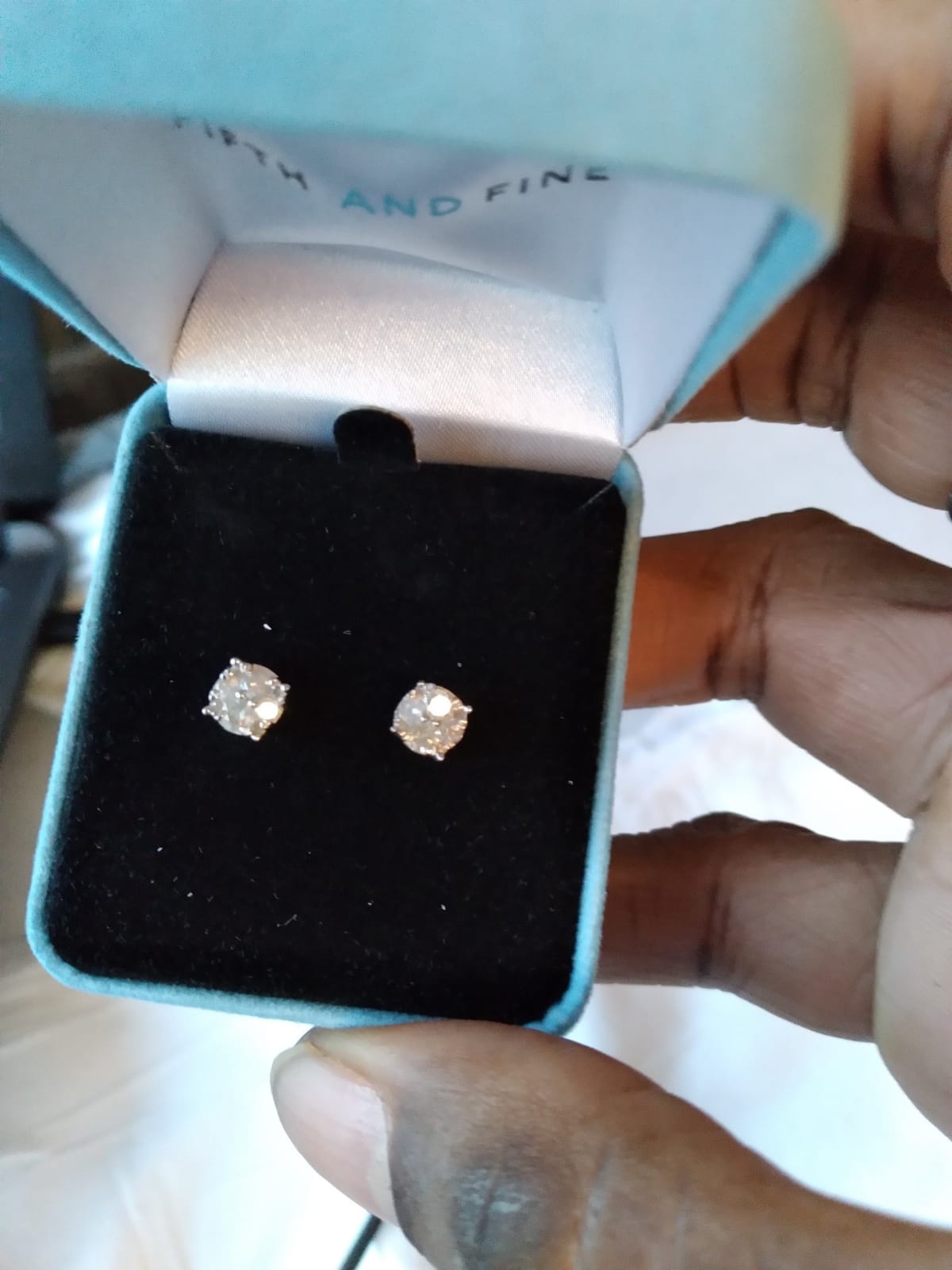 Women Round Diamond Stud Earrings Set In 925 Sterling Silver | Natural or Lab Grown | 14K Gold Bezel | White Yellow or Rose | Independent Lab Certified | Hypoallergenic customer photo 1