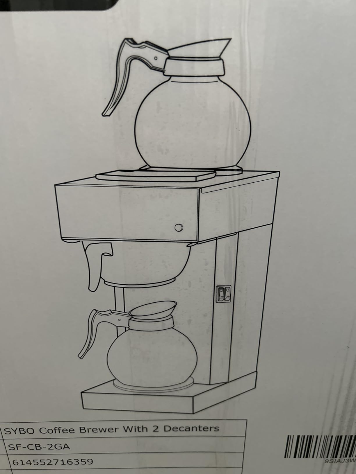 SYBO 12-Cup Commercial Pour Over Coffee Maker SF-CB-2GA | ETL Certified, Stainless Steel, Reusable Brew Basket, Spray Head, Fast Brewing, 2 Glass Carafe Included customer photo 2