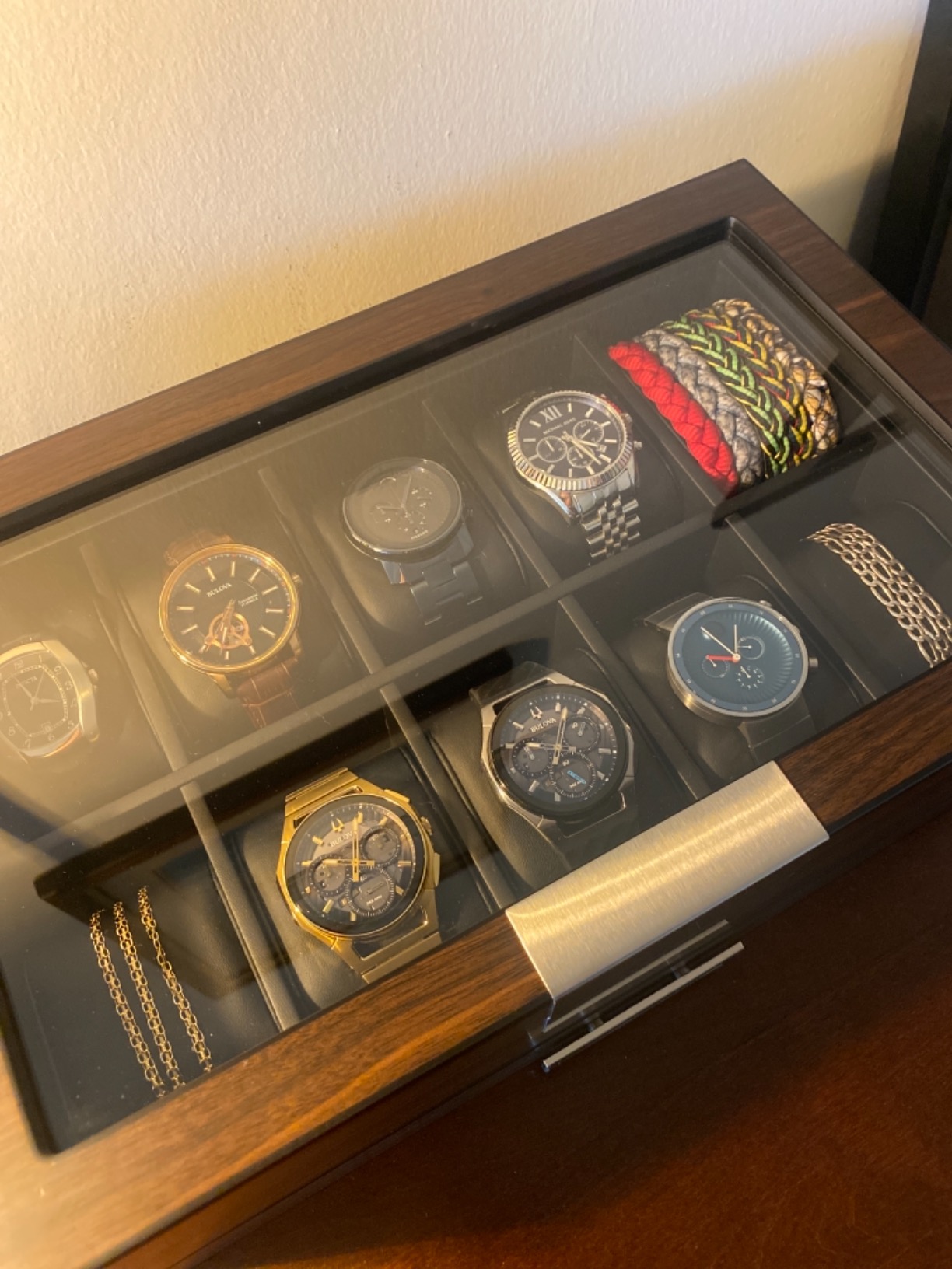 Executive Wooden Watch Box Valet Box Sunglasses and Jewelry Box Storage Organizer (Sweetheart) (Brown) customer photo 1
