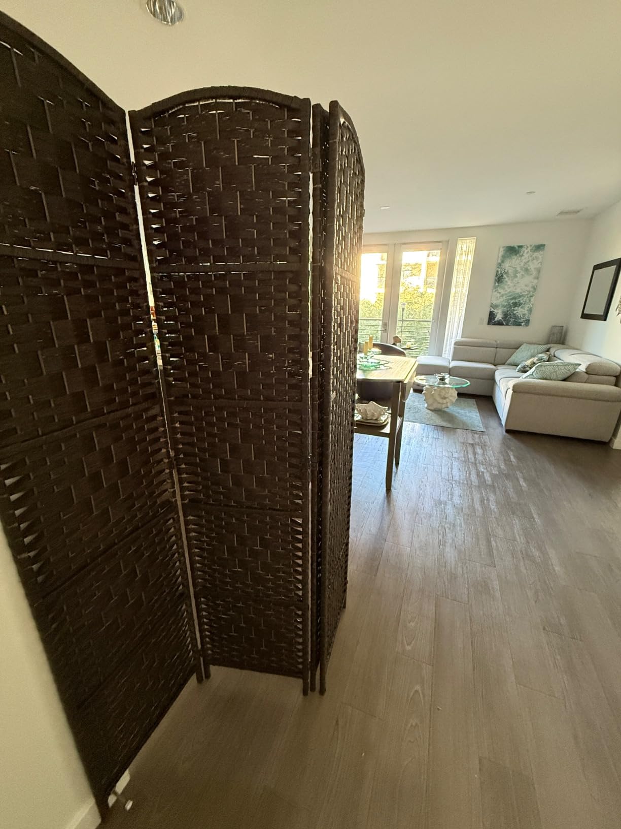 RHF Room Divider Panel, 4 Panel Partition Room Dividers Screen, Dark Mocha | 16in Privacy Screen Panel, 6ft Tall Temporary Wall Divider, Room Separation, Foldable Partition, Room Dividers, Space Separator customer photo 1
