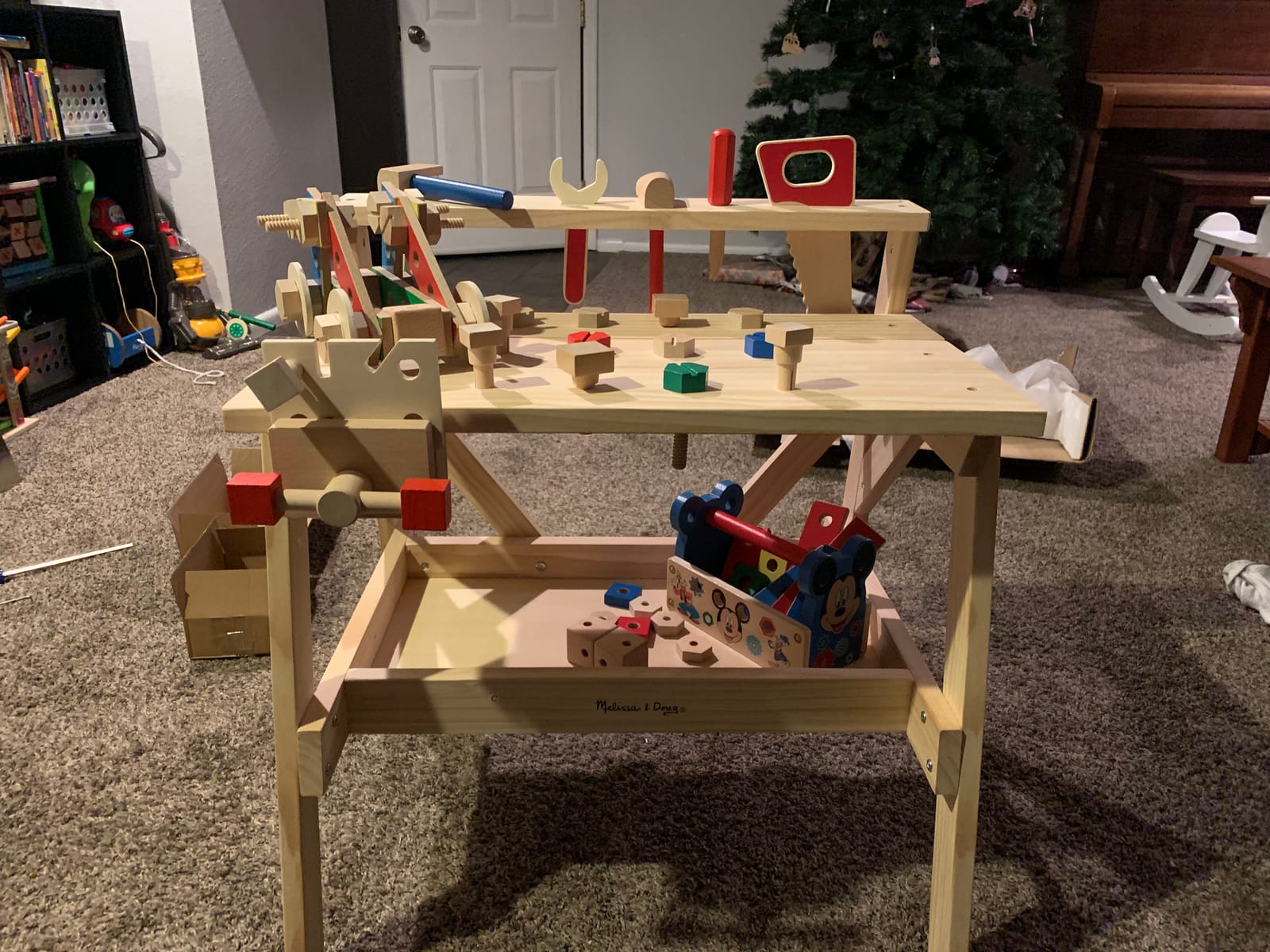 Melissa & Doug Wooden Project Workbench, 55-Piece Pretend Building Set | Includes 5 Wooden Tools & Vise, Sparks Imaginative Pretend Play, Builds Problem Solving Skills, Gift For Kids Ages 3+ customer photo 2