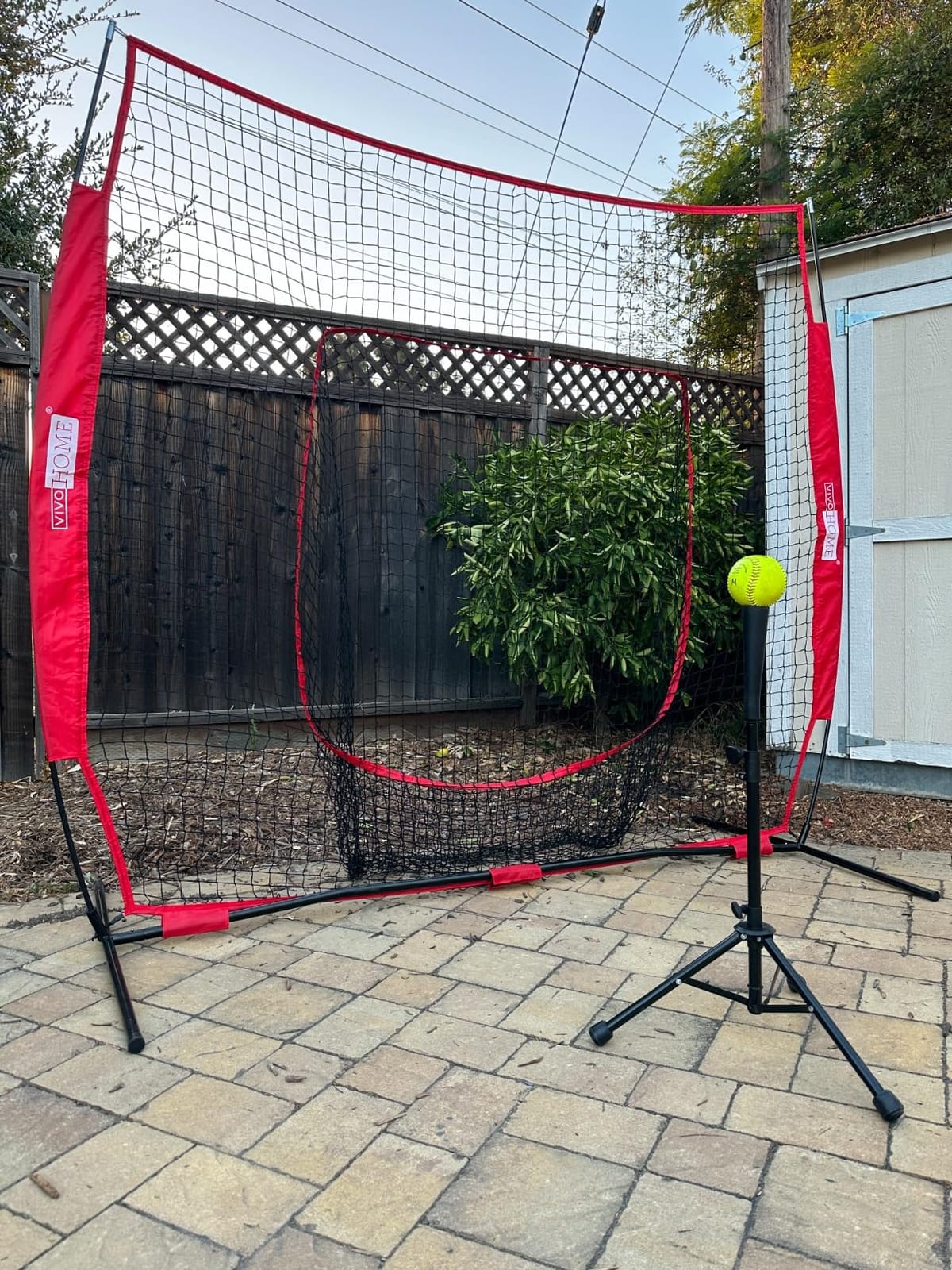 VIVOHOME Baseball & Softball Training Net with Batting Tee, 7 x 7 ft. | Height-Adjustable Tee, Aluminum Frame, Large Sock Net, Durable 7-Ply Mesh, for Pitching/Hitting/Fielding, Includes Carry Bag customer photo 1