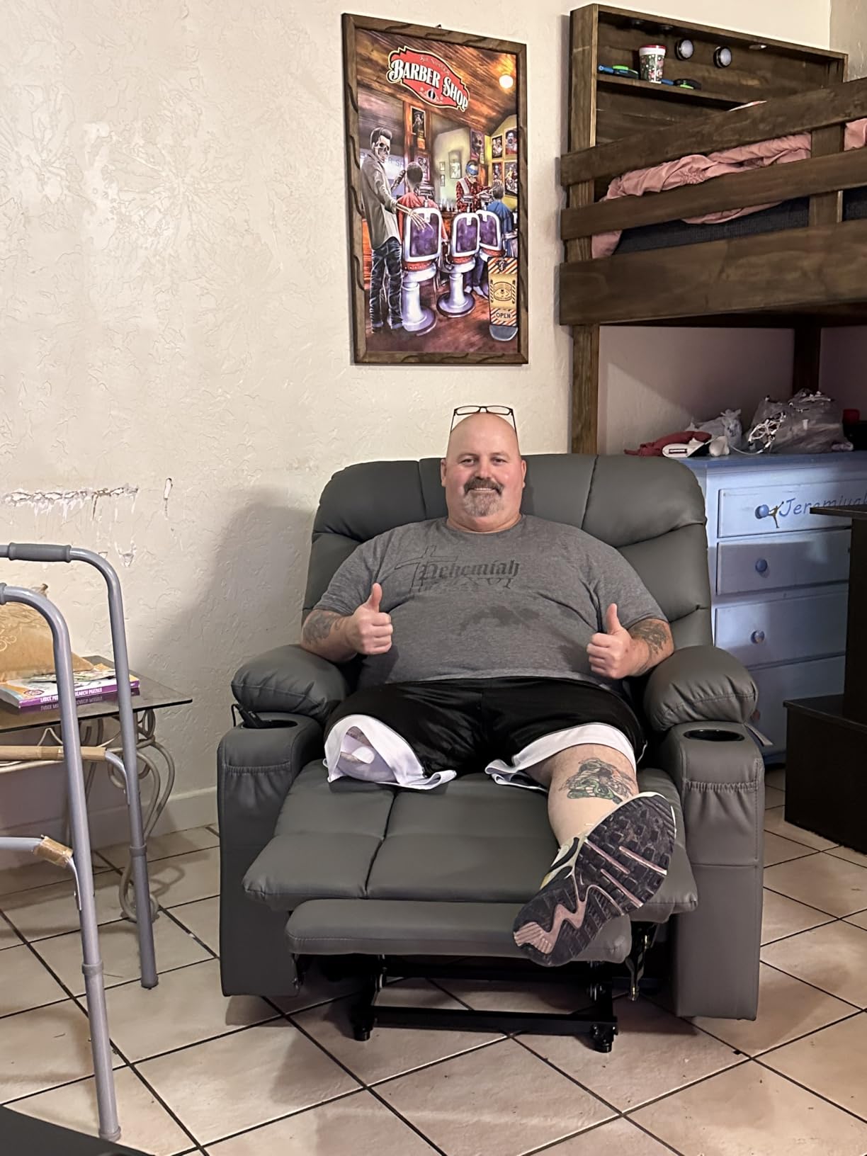 MCombo Power Lift Recliner for Elderly, Leather 7287 (Dark Brown, Medium) | Stand Assist, 140° Recline, 4.7