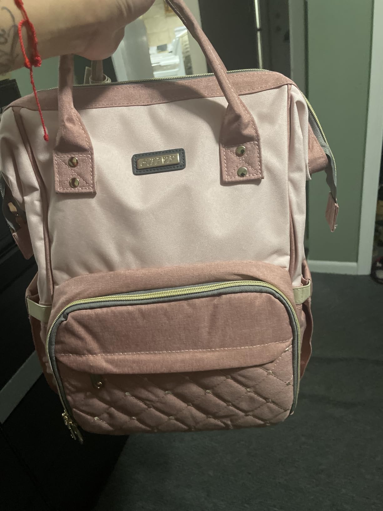 GAIVP Diaper Bag Backpack for Women, Baby Bags for Girls, Diaper Bag with Changing Pad, and Insulated Pockets (Dark Grey + Light Grey) customer photo 1
