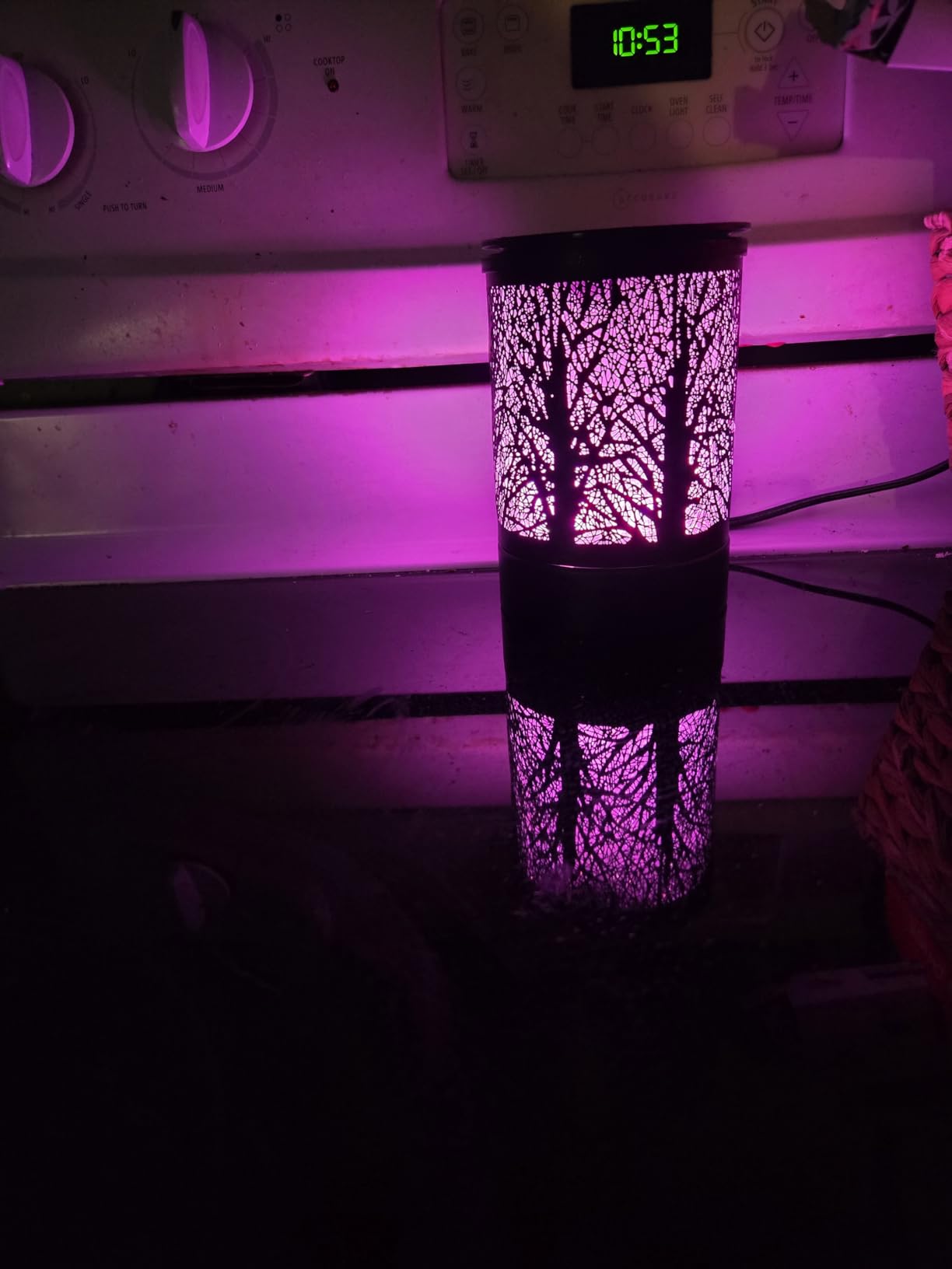 Enaroma Fragrance Wax Melts Warmer with 7 Colors LED Changing Light Classic Black Forest Design Scent Oil Candle Warmer for Home customer photo 1