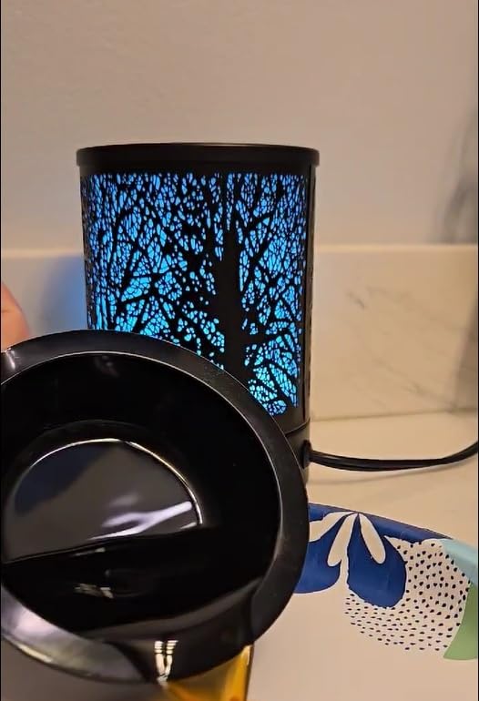 Enaroma Fragrance Wax Melts Warmer with 7 Colors LED Changing Light Classic Black Forest Design Scent Oil Candle Warmer for Home customer photo 2