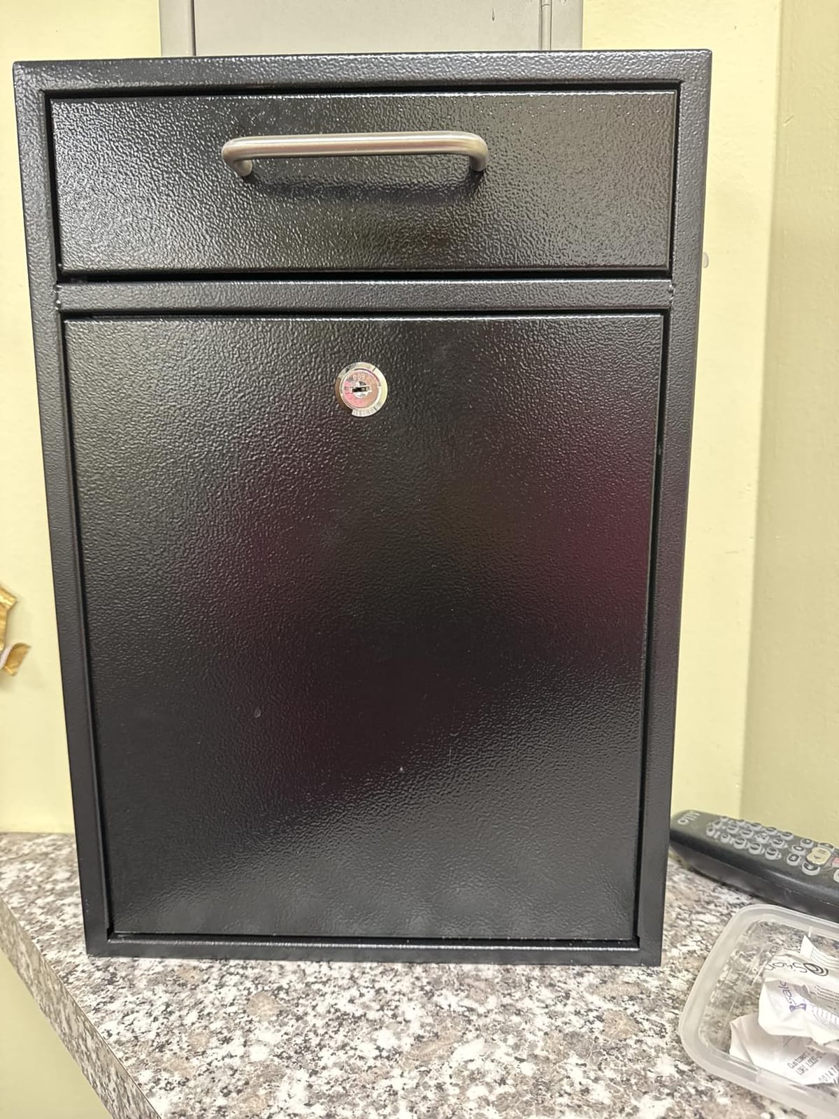 KYODOLED Steel Key Lock Mail Boxes Outdoor, Locking Wall Mount Mailbox, Security Lock Drop Box, Collection Boxes for Home, Office or Commercial, 16.2H x 11.2L x 4.6W Inches, Black X Large customer photo 1