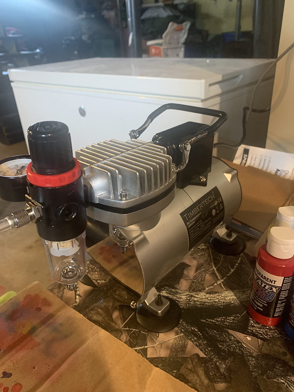 Timbertech Upgraded Basic Airbrush Compressor ABPST07, Quiet Powerful 1/6hp Portable Compressor Airbrushing Paint System with Motor Cool Dawn Fan for Airbrush Paint, Nails, Tattoo,Cake Painting customer photo 2