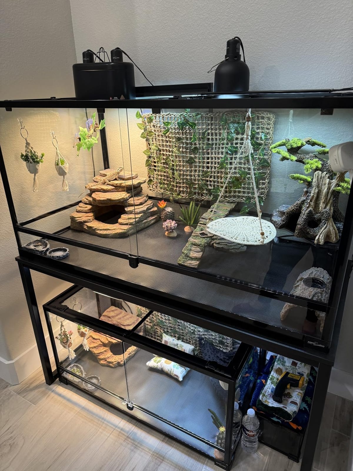 REPTIZOO Large Reptile Terrarium 120 Gallon, Tall & Wide Tempered Glass Reptile Tank 48