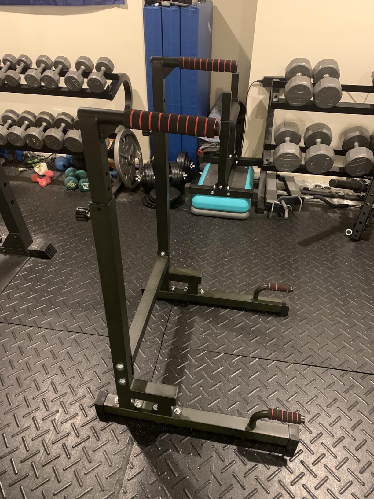 BalanceFrom Steel Frame Dip Station with Adjustable Height, 500 Pound Weight Capacity - Upper Body Workout Home Gym Equipment for Triceps, Push & Pull Ups, Leg Raises, and Bench Press customer photo 2